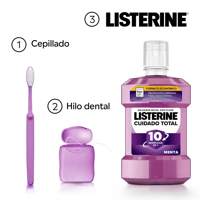 Listerine Total Care Mouthwash, Peppermint Flavour, 1L