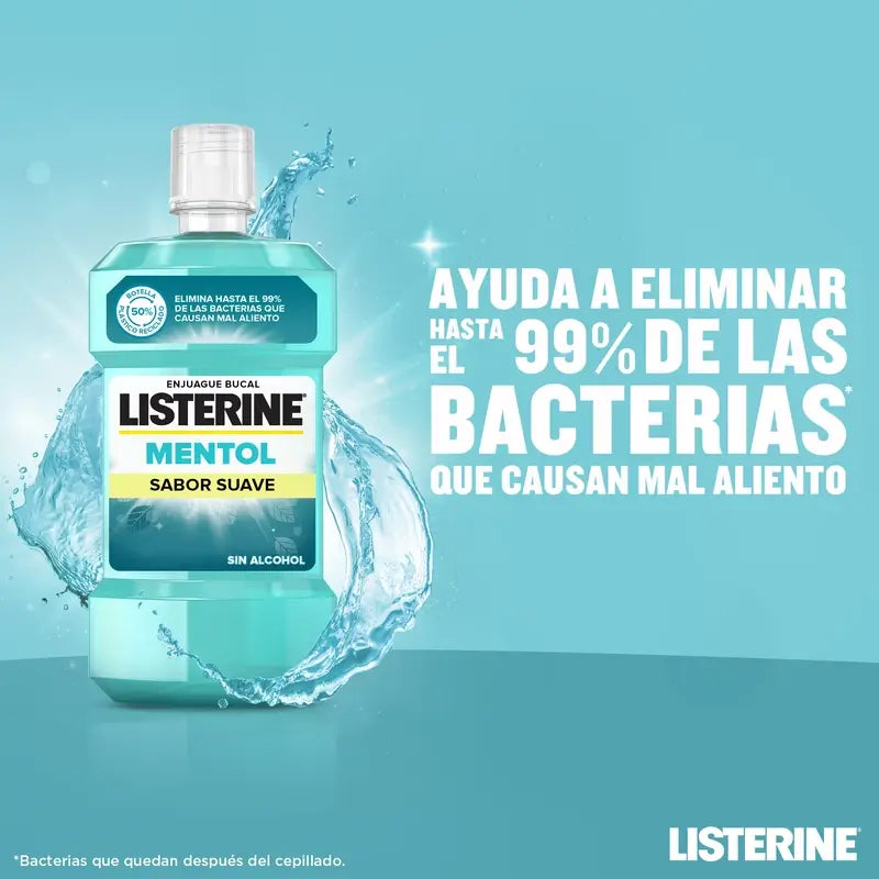 Listerine Mouthwash, Menthol Mild Flavour, Alcohol-Free, For Daily Use, 500ml