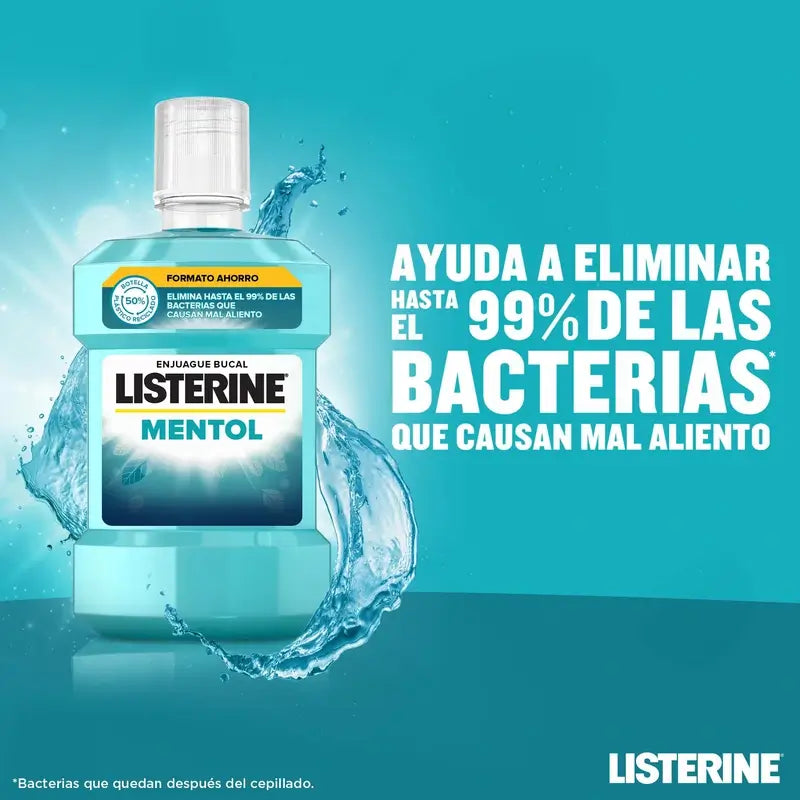 Listerine Mouthwash Menthol Flavour Plaque Protection, Strengthens teeth, Pack of 2 x 1000ml.