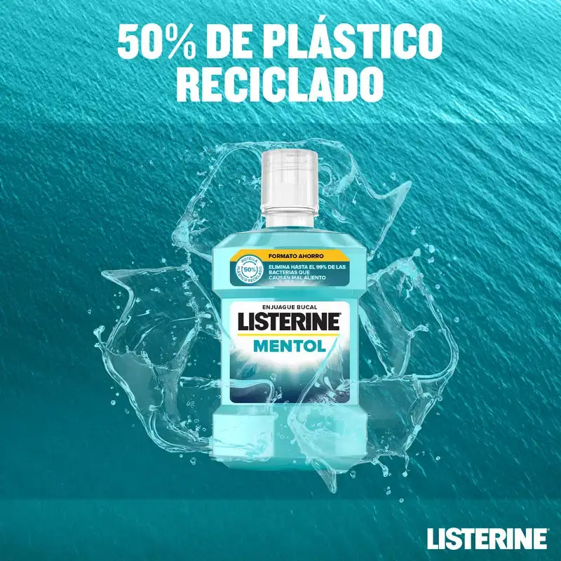 Listerine Mouthwash Menthol Flavour Plaque Protection, Strengthens teeth, Pack of 2 x 1000ml.