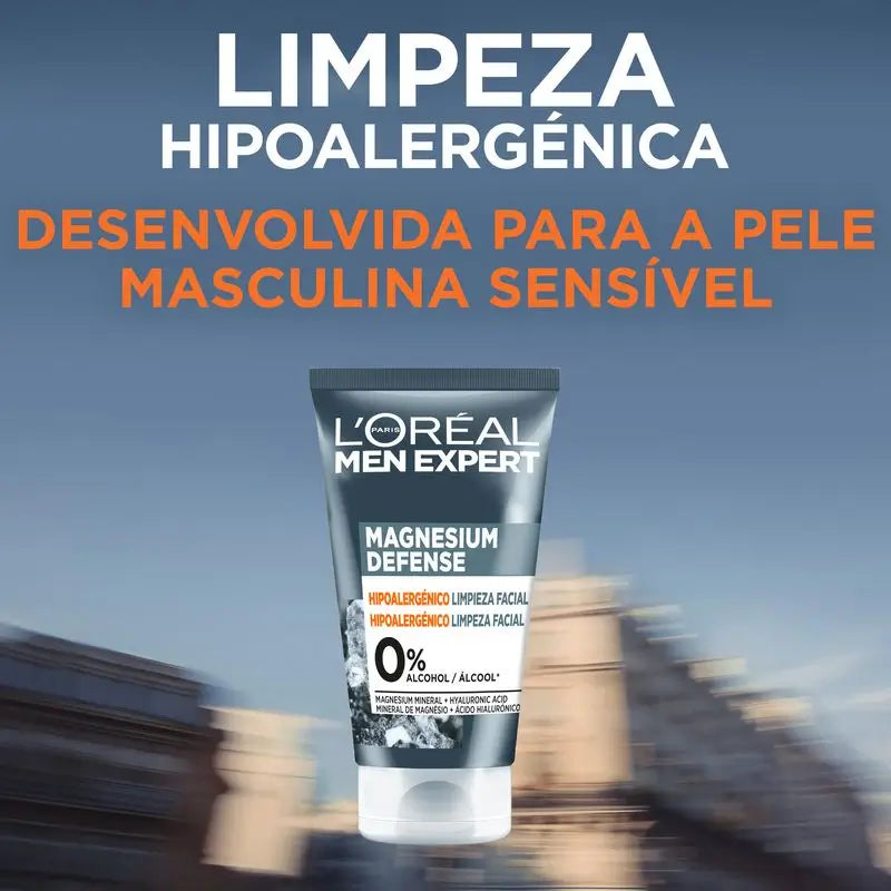 L'Oréal Paris Men Expert Facial Cleansing Magnesium Defense: Hypoallergenic, Magnesium Mineral & Hyaluronic Acid