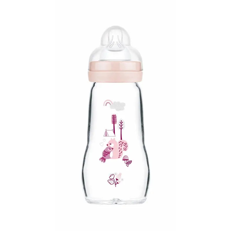 Mam Baby Crystal Baby Bottle Feel Good Matt Pink, 260Ml