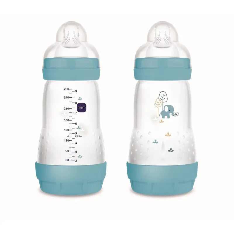 Mam Baby Easy Start Feeding Bottle Anti-Colic Blue Matt, 2X260Ml