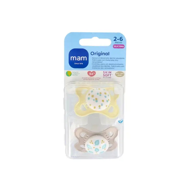 MAM Baby Soother Original Silicone 2-6 Months Unisex, 2 pieces