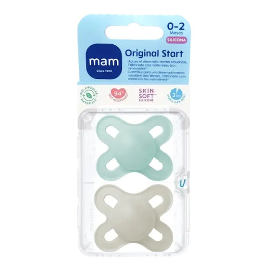 Mam Baby Soother Original Start Silicone Neutral 0-2M, 2 Units
