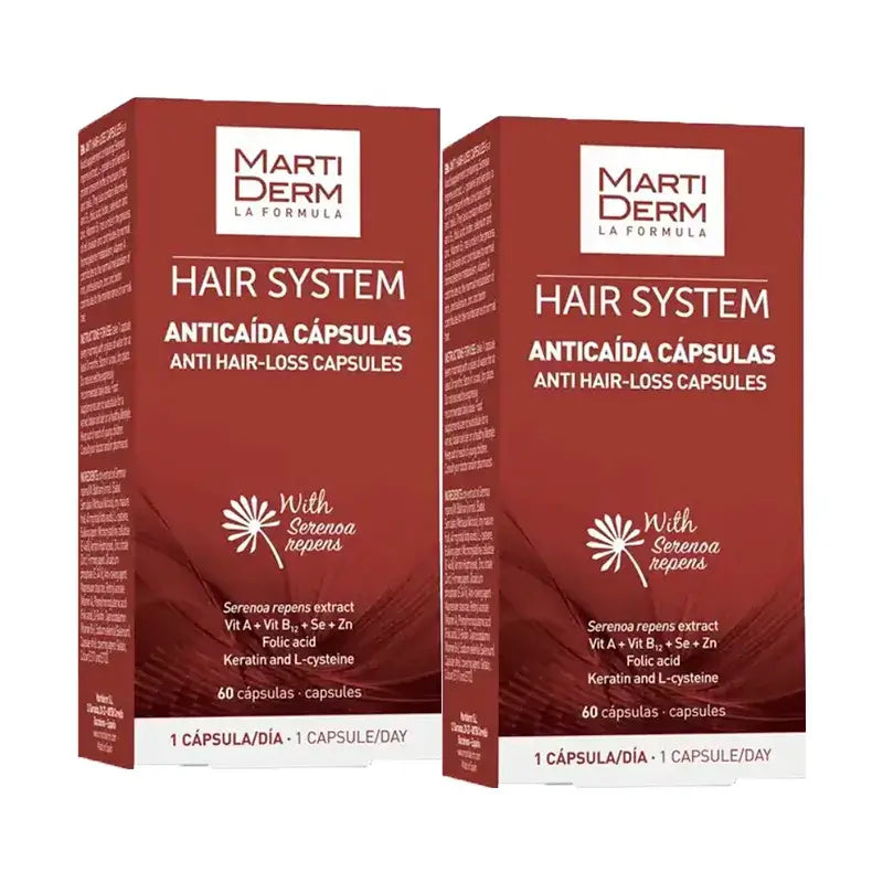 Martiderm Hair System Anti-Hair Loss Capsules, Pack 2 x 60 capsules
