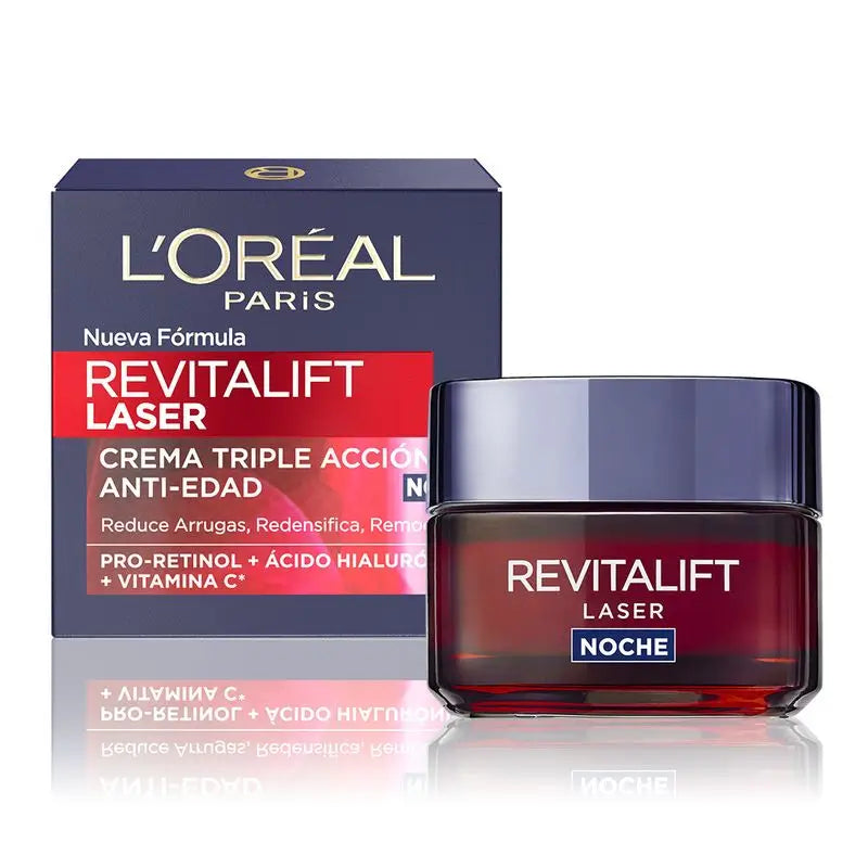L'Oréal Paris Revitalift Laser Anti-Ageing Night Cream Triple Action, Anti-Wrinkle and Multi-Correction, 50 ml