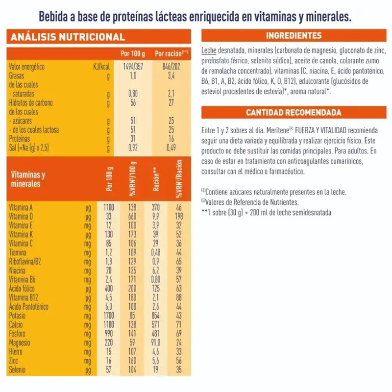 Meritene Strength and Vitality Shake Strawberry Flavour, 15 sachets x 30 g