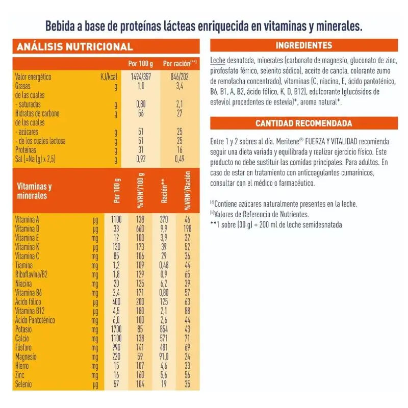 Meritene Strength & Vitality Strawberry Flavour Shake, 2 x 15 sachets 30 grams