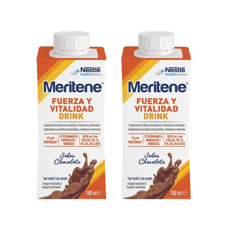 Meritene Strength & Vitality Drink Chocolate, Pack 2 Boxes, 6x180 ml
