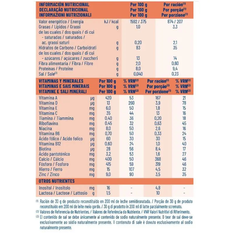 Meritene Cereal Instant Cream Multifruit, 2 x 300 grams