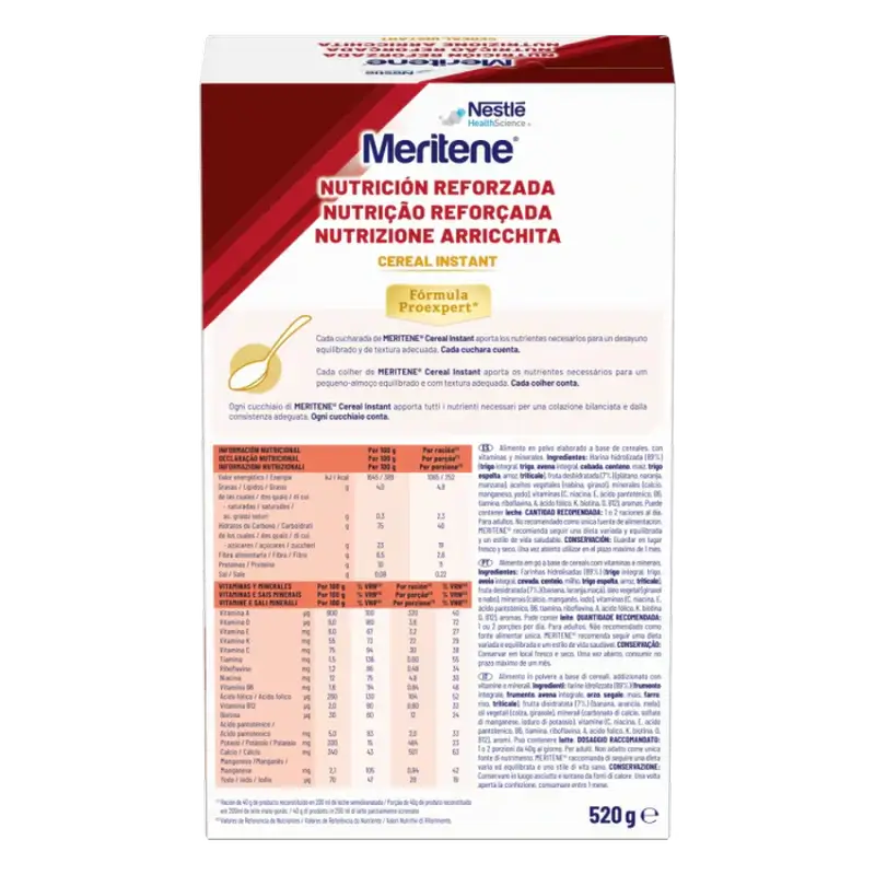Meritene Reinforced Nutrition Instant Cereal - Multifruit , 1 sachet of 520 g