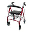 Andador 4 Ruedas Plegable y Regulable En Altura con Cesta, Asiento y Respaldo Acolchado, Color Rojo
