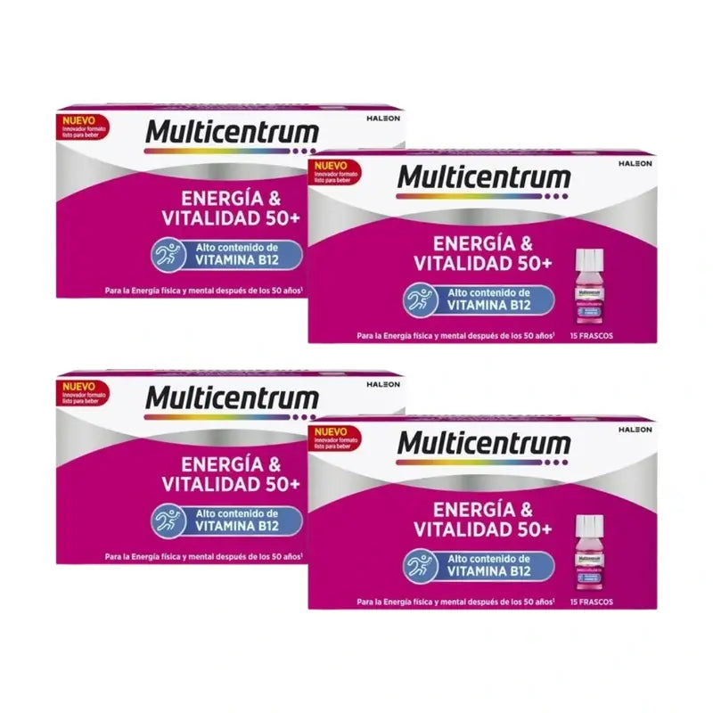 Multicentrum Energy & Vitality 50+ Food Supplement Pack 4 x 15 bottles
