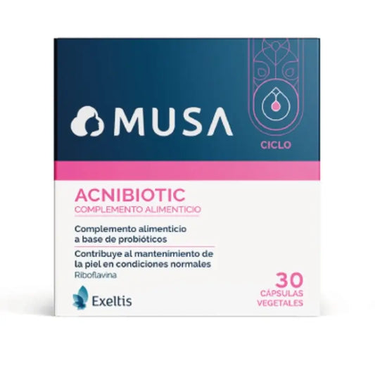 Musa Acnibiotic Acne Food Supplement With Probiotics And Riboflavin , 30 capsules