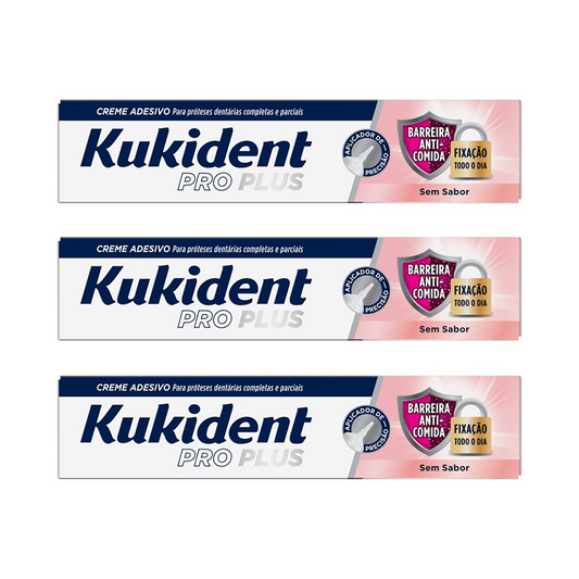 Kukident Triplo Pro Plus Flavourless Anticomida Barrier, 3 x 40 Gr
