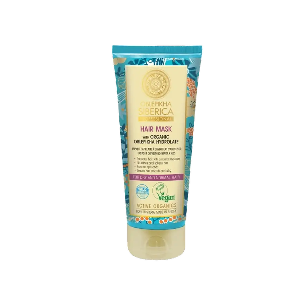 Natura Siberica Hair Mask With Organic Sea Buckthorn Hydrolate For Normal or Dry Hair, Deep Moisturising, 200Ml