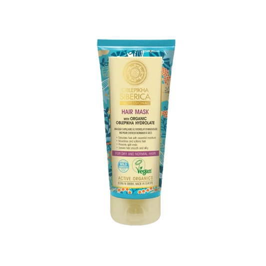 Natura Siberica Hair Mask With Organic Sea Buckthorn Hydrolate For Normal or Dry Hair, Deep Moisturising, 200Ml