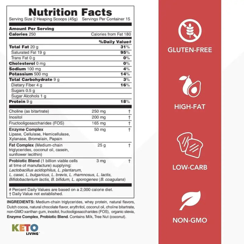 Natures Plus Keto Living Chocolate Milkshake, 578 g