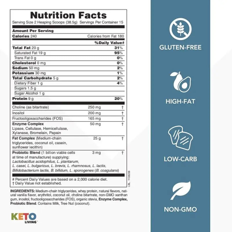 Natures Plus Keto Living Vanilla Milkshake, 578 g