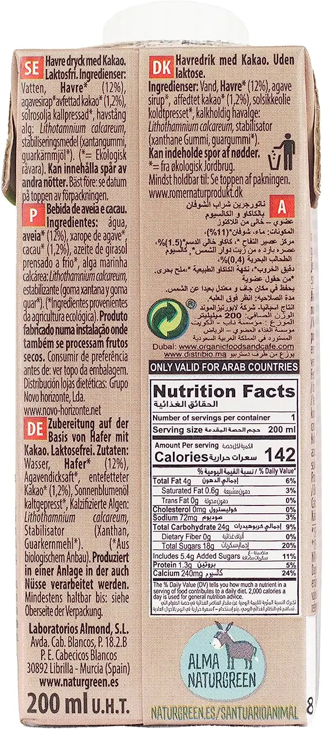 Naturgreen Oatmeal Chocolate Drink, 24 X 200Ml