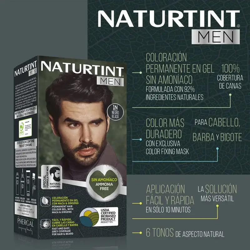 Naturtint Men Men Permanent Hair & Beard Dye 3N Ammonia Free 3N - Dark Brown