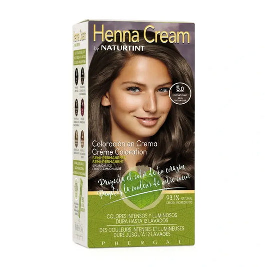 Naturtint Henna Cream Semi-Permanent Natural Hair Coloring Ammonia Free 5.0 Light Brown