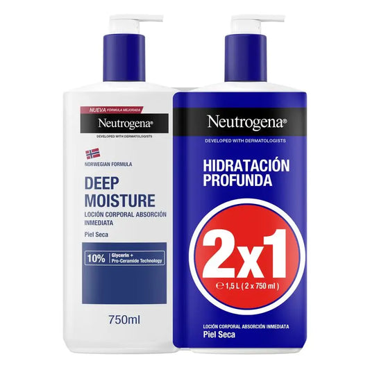 Neutrogena Dry Skin Body Moisturiser Pack, 2x750 ml