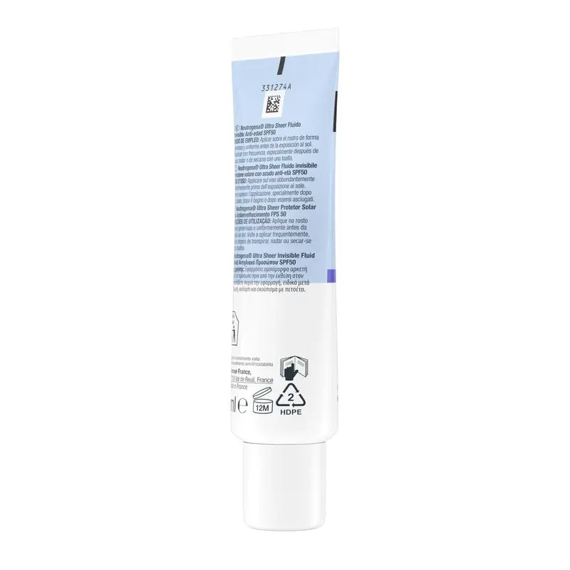 Neutrogena Ultra Sheer Invisible Anti-Aging Fluid Spf50, 50 ml