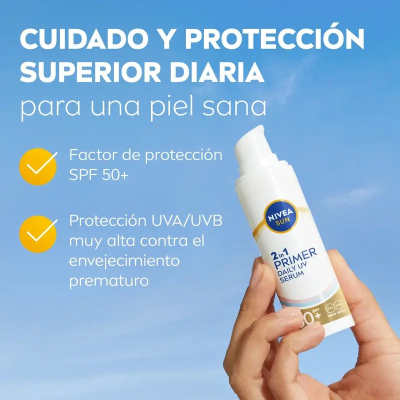Nivea Sun 2In1 Primer Daily Uv Serum Face Protection Spf50+ 30Ml