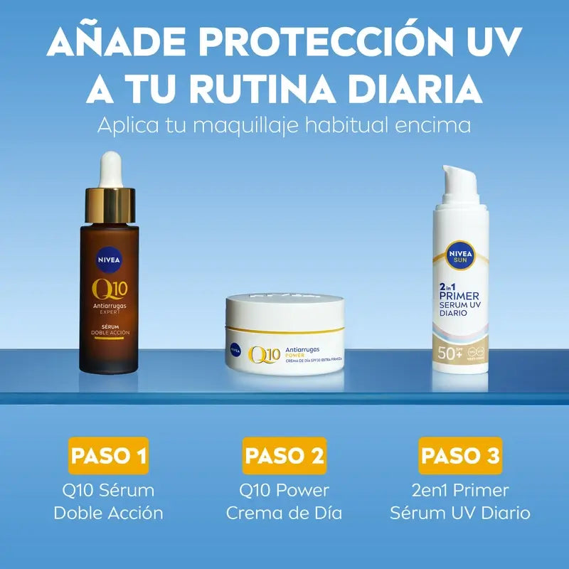 Nivea Sun 2In1 Primer Daily Uv Serum Face Protection Spf50+ 30Ml