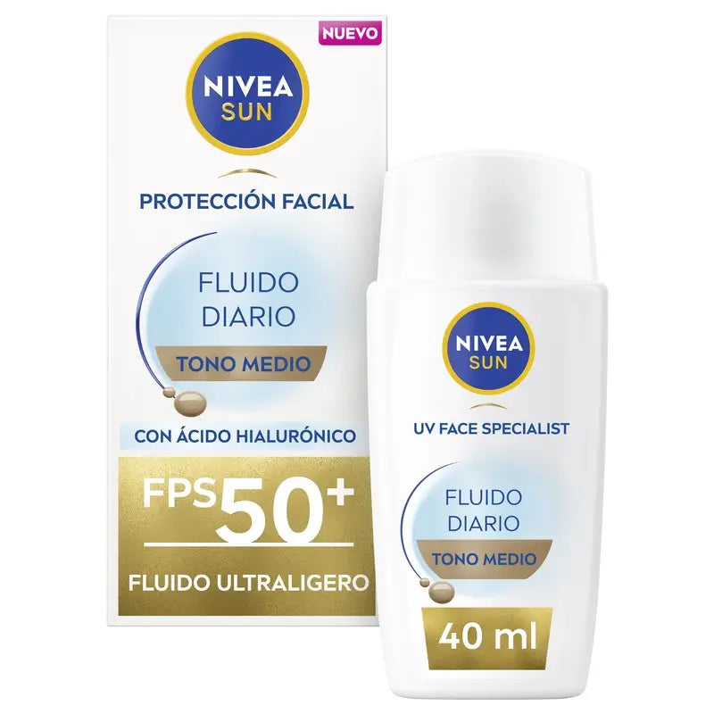 Nivea Sun Ultra Light Daily Face Fluid Medium Tone Spf50+ 40Ml