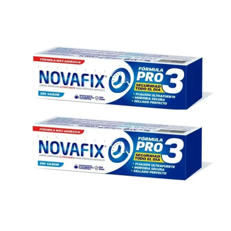 Novafix Pro3 Flavourless Denture Adhesive Cream Duplo, 2 x 50 gr