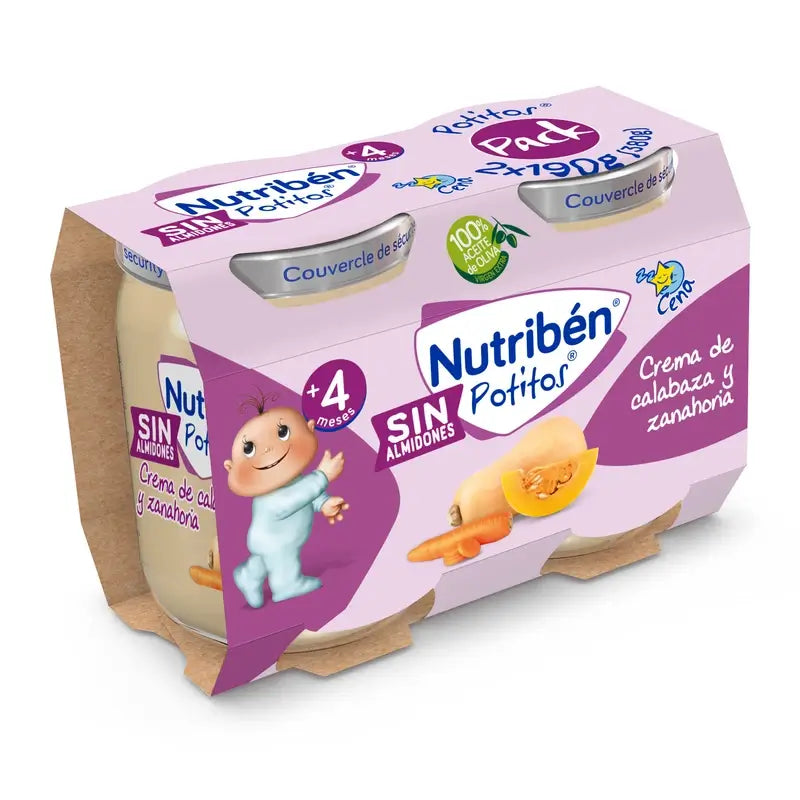 Nutriben Baby Food Cream Of Pumpkin And Carrots, From 4 Months, 2 Units X 190 Gr
