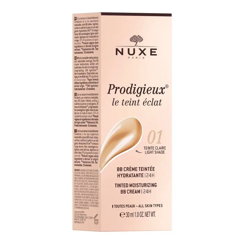 Nuxe Moisturising Bb Cream with Colour 24H, Prodigieux® Le Teint Éclat 30Ml - Light Shade
