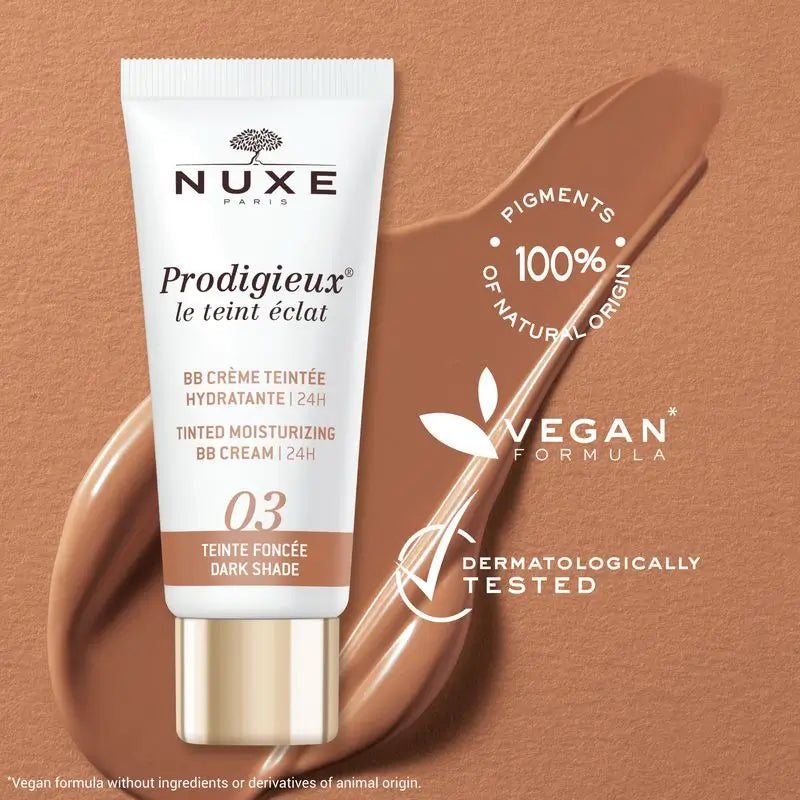 Nuxe Moisturising Bb Cream with Colour 24H, Prodigieux® Le Teint Éclat 30Ml - Dark Shade