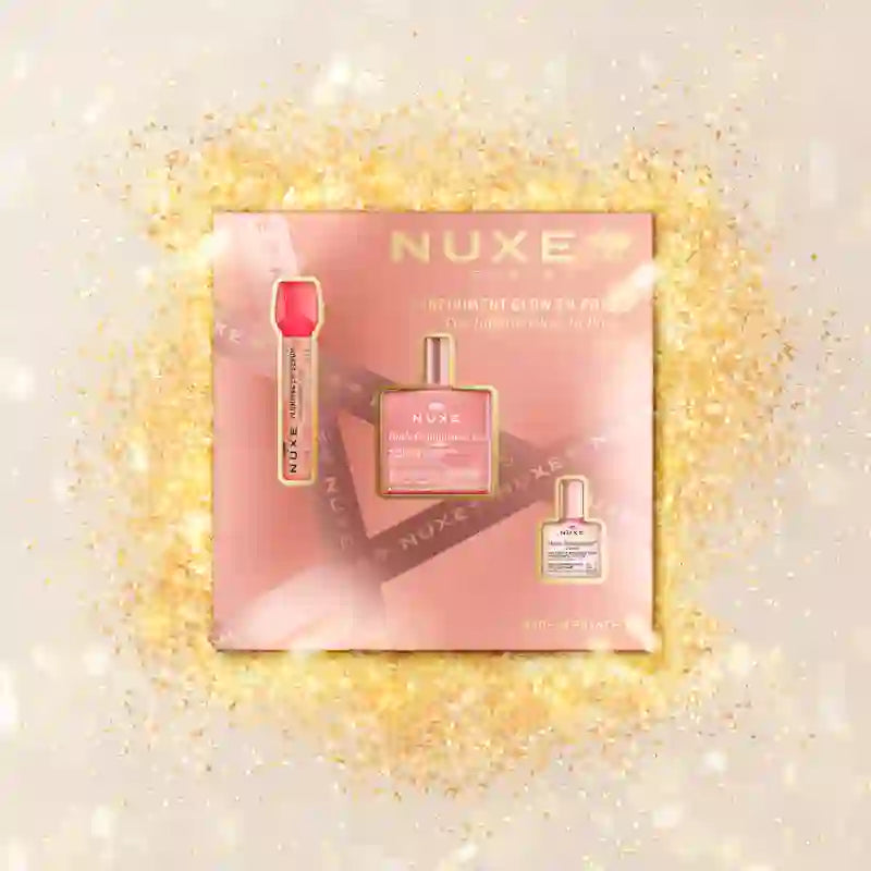 Nuxe Multi-Ranges Glow Infinite Rose Very Rose Lip Serum + Huile Prod Floral Or + Huile Prod Floral Gift Chest