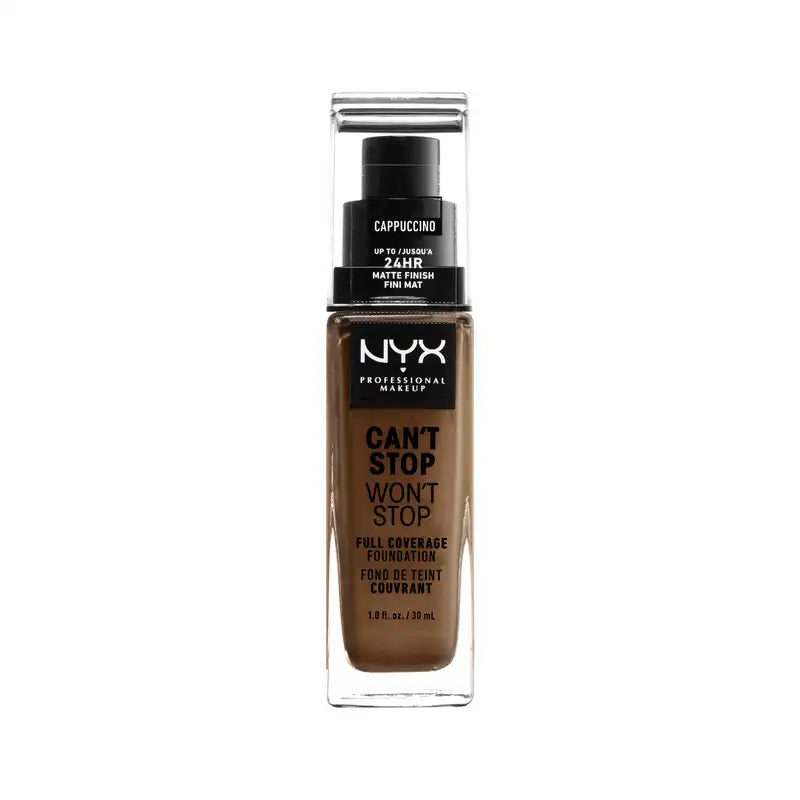 Nyx Long Wear Foundation Waterproof Can'T Stop Won'T Stop Full Tone 17 Cappuccino Medium Dark, 30 ml