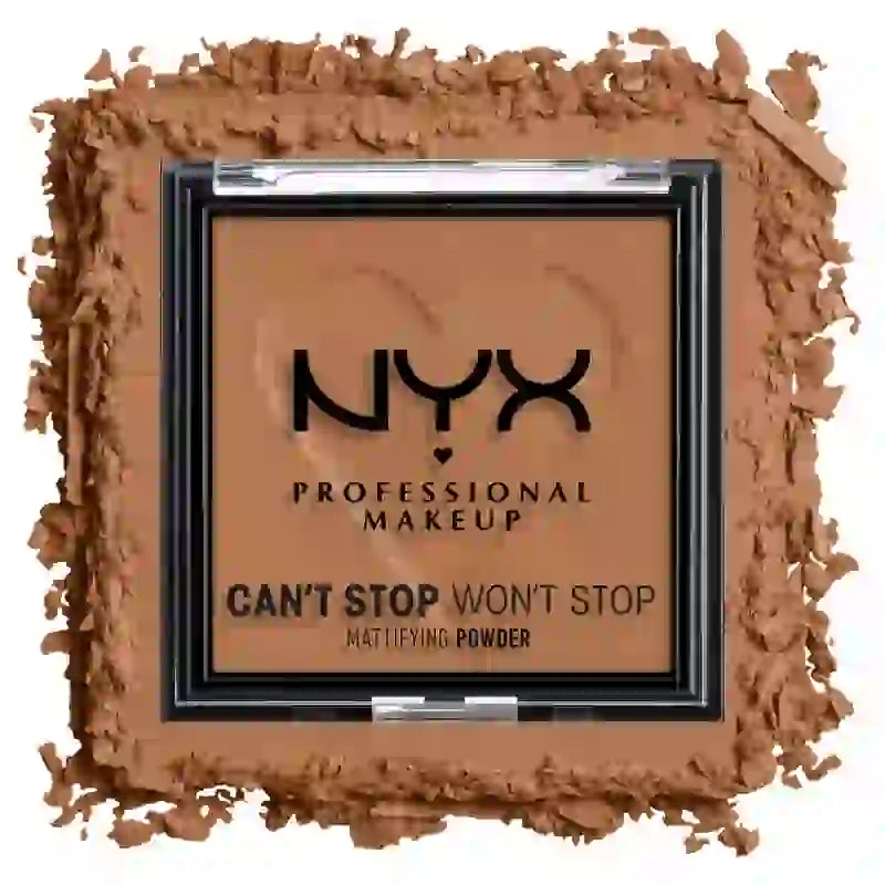 Nyx Professional Mattifying Powder Can'T Stop Won'T Stop. Mutes shine, imperfections and pores. Shade 08 Mocha. , 6 gr
