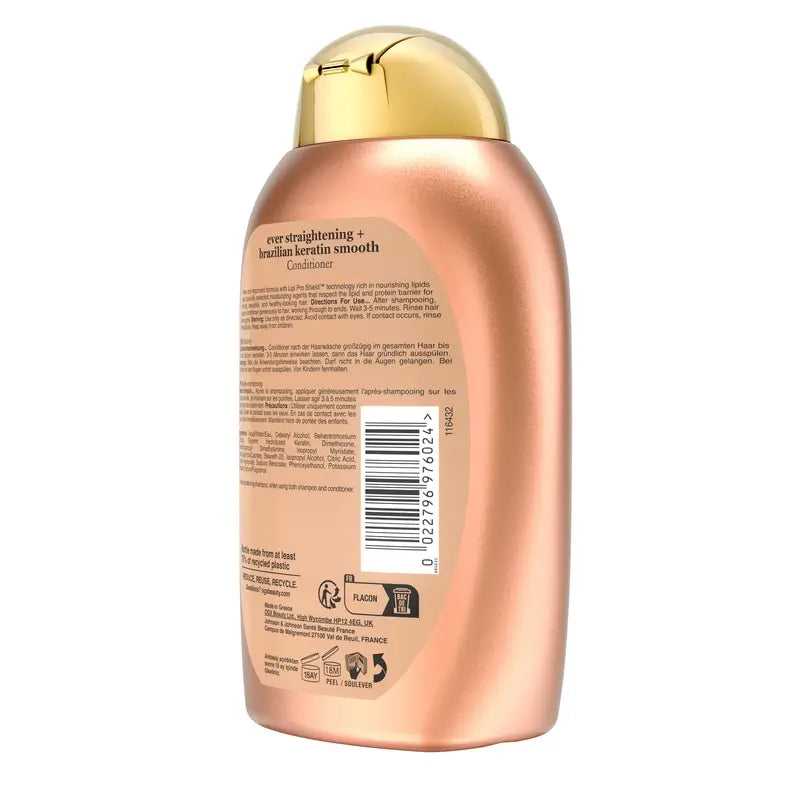 OGX Brazilian Keratin Conditioner, for Wavy or Curly Hair, Smoothes, Strengthens and Moisturises, 385ml