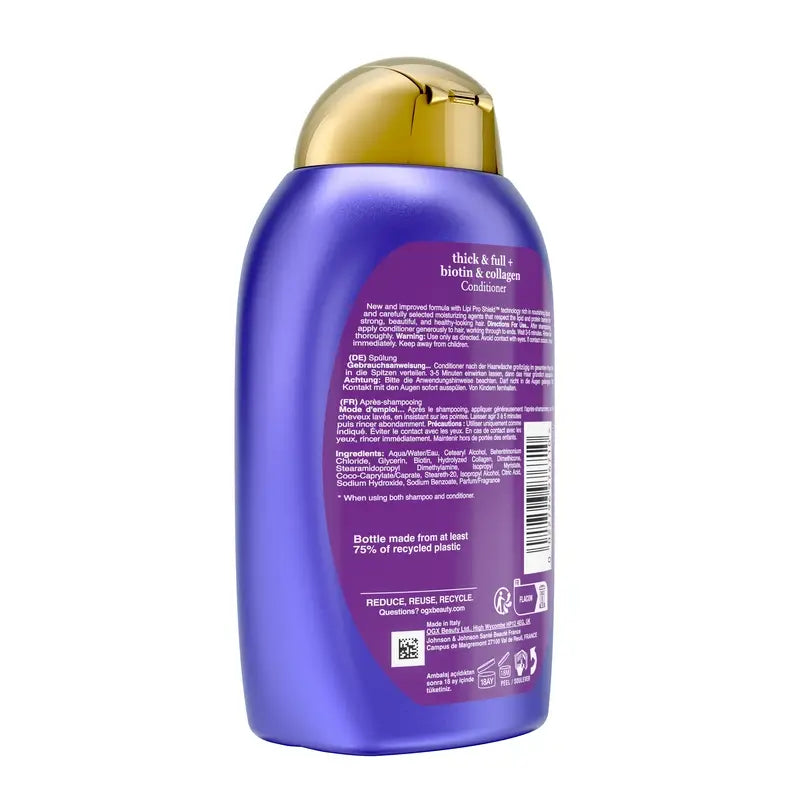 OGX Sulfate, Biotin and Collagen Free Conditioner, Voluminous & Healthy Hair, 385 ml