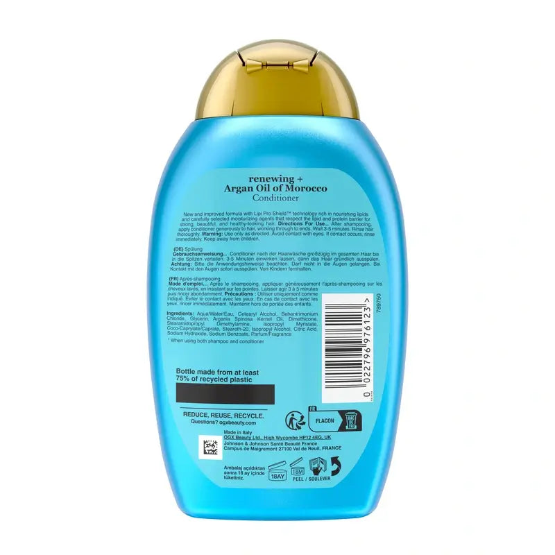 OGX Sulfate-Free Conditioner for Damaged Hair, Moroccan Argan Oil, Smoothes and Strengthens, 385 ml