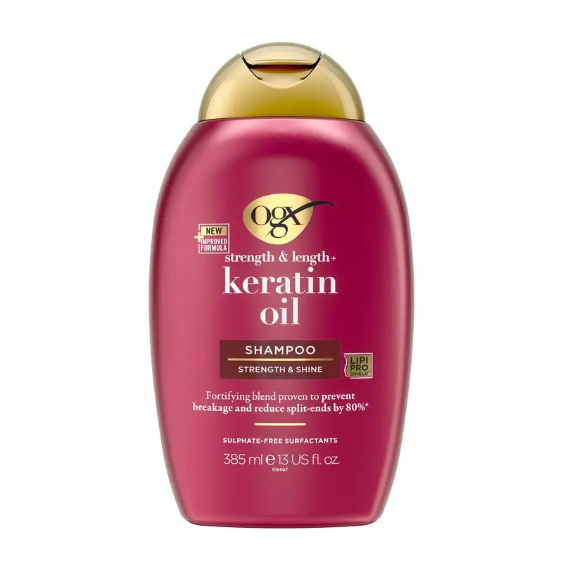 OGX Keratin Oil Shampoo, Brittle Hair, Moisturising and Strengthening, 385 ml