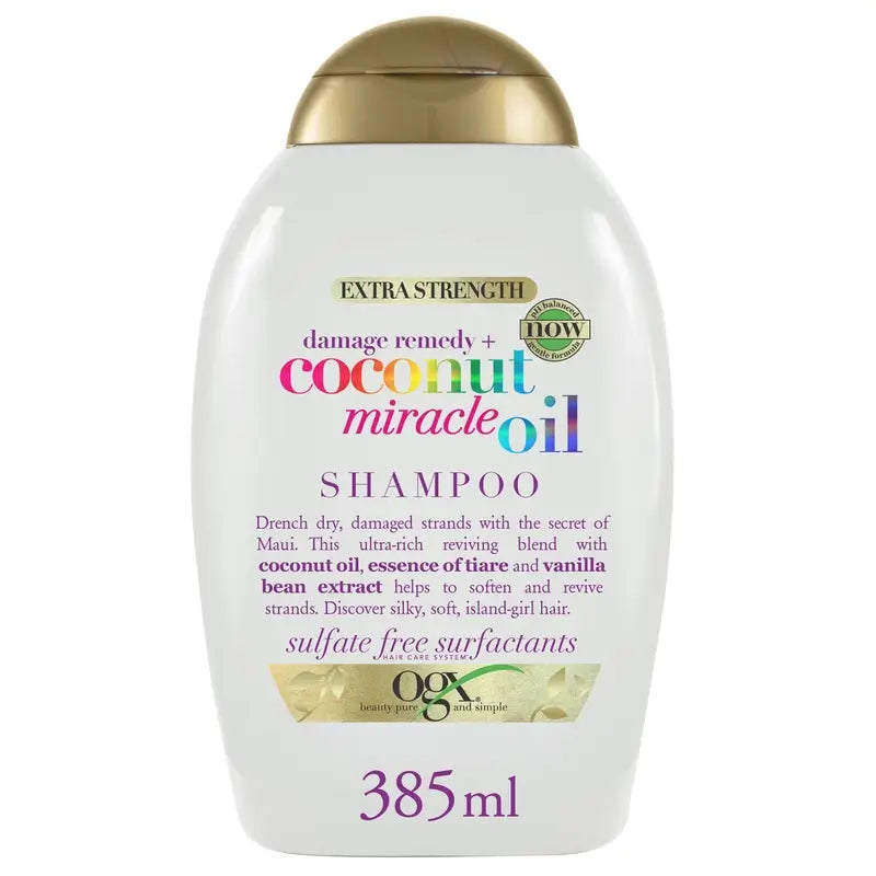 OGX Coconut Miracle Oil Shampoo, Repairs and Revives Damaged Hair, 385 ml
