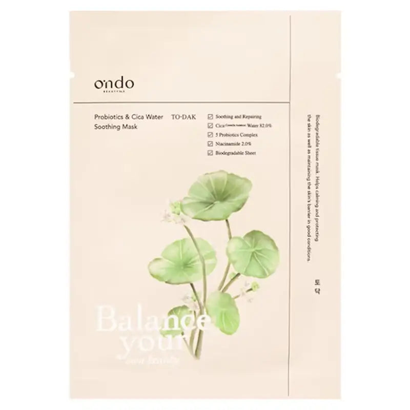Ondo Beauty 36.5 Probiotics & Cica Water To-Dak Soothing Mask, 25 gr
