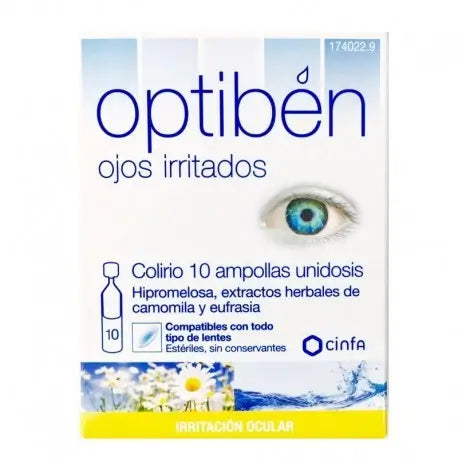 Cinfa Optiben Irritated Eyes Eye Drops 10 Ampoules Single dose