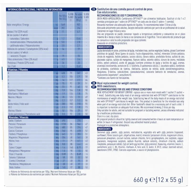Optifast Strawberry Milkshake 12X55 g