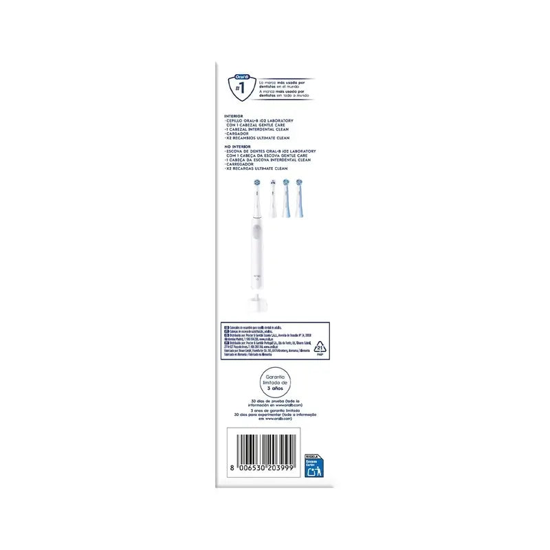 Oral B Braun Electric Toothbrush Io2 White, 2 Brush Heads, 1 pack