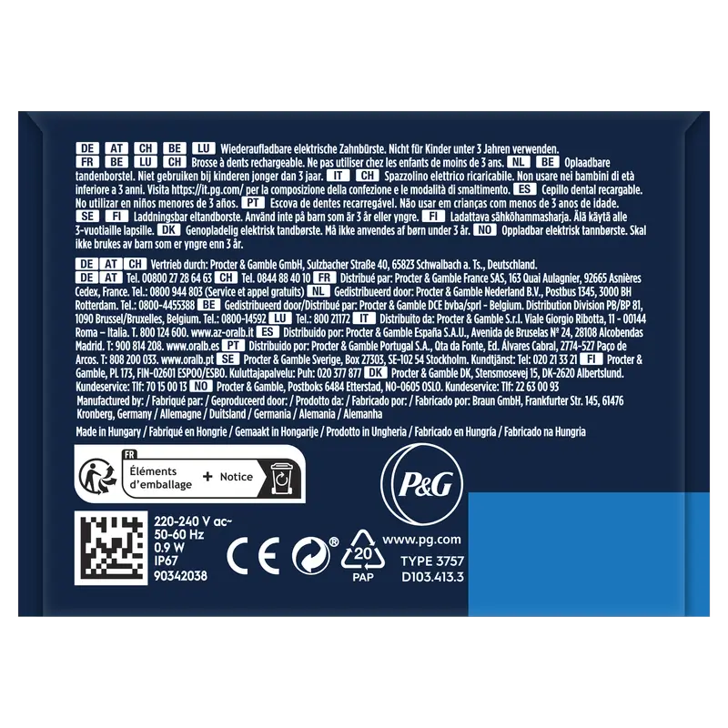 Oral-B Braun Braun Vitality Pro Rechargeable Toothbrush Blue