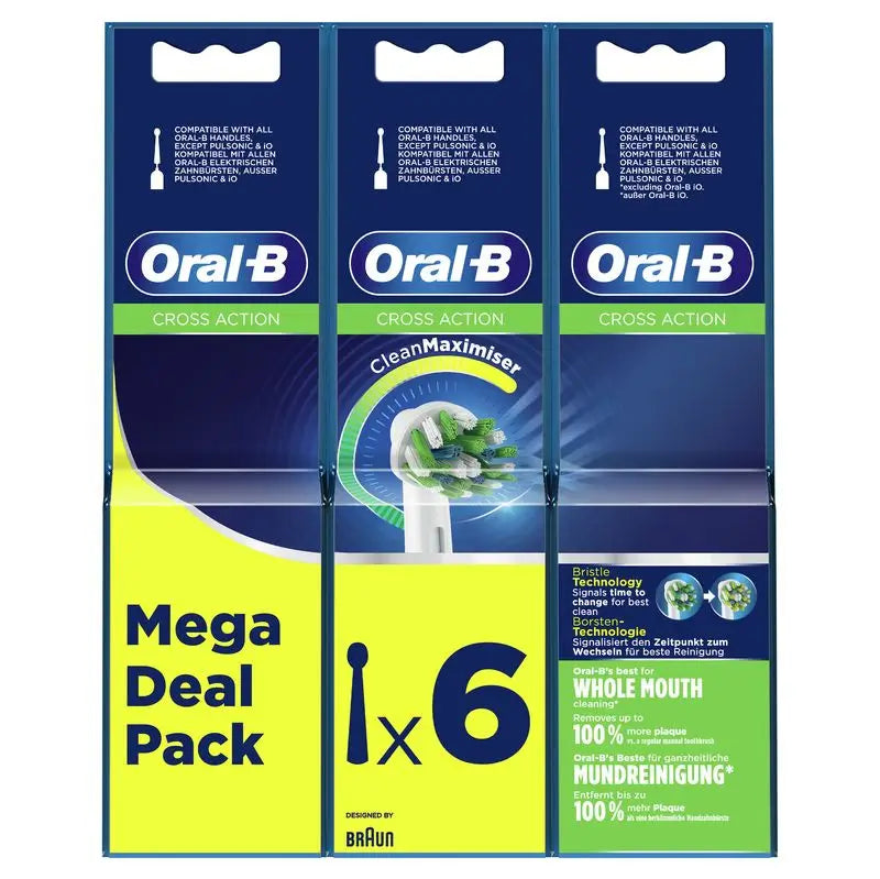 Oral-B Braun Crossaction Toothbrush Head, 6-Pack